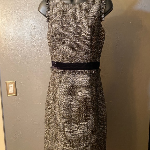J Crew Sparkle Tweed sheath dress velvet frayed - Picture 13 of 16
